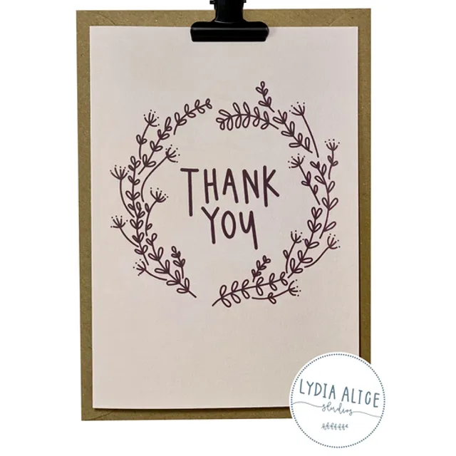 Thank You Greetings Card | Eco Friendly | Thanks Wreath Card