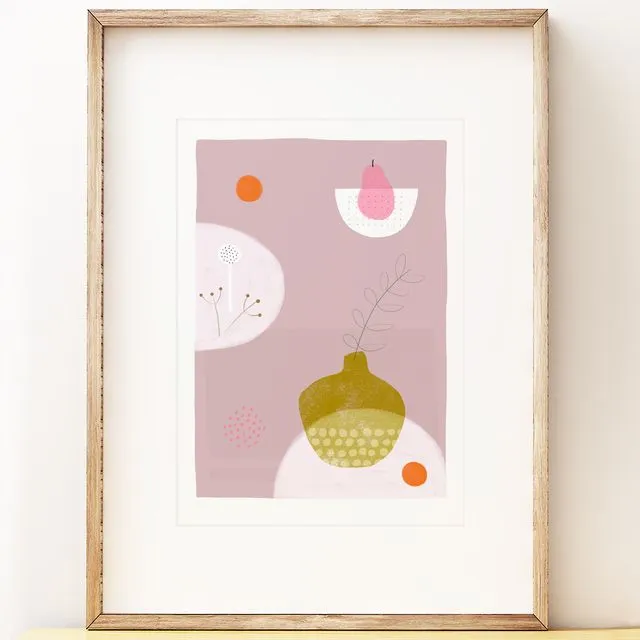 Still Life with Pink Pear art print