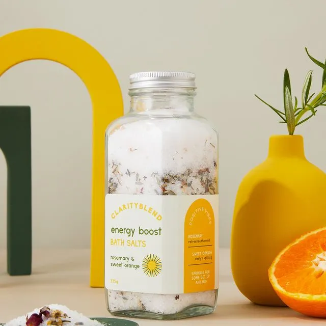 Energy Boost Aromatherapy Bath Salts with Rosemary and Sweet Orange