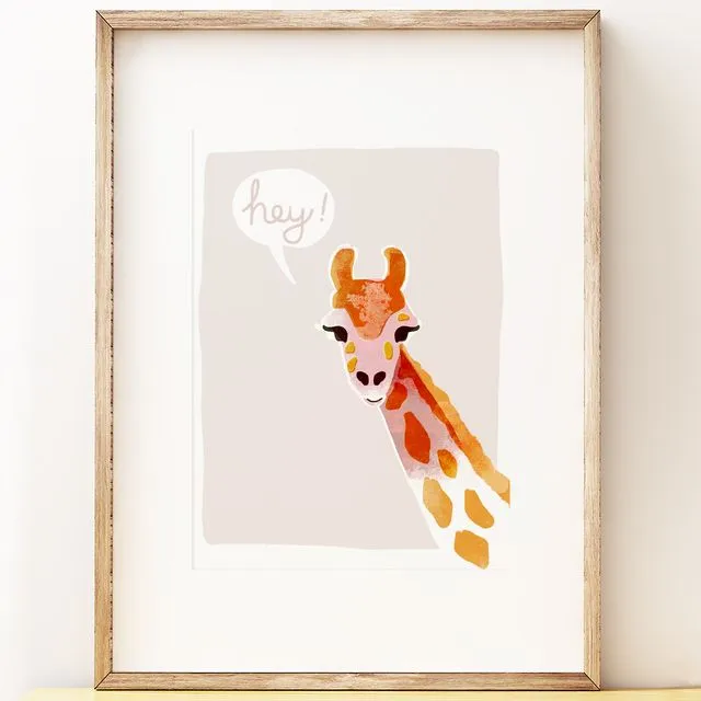 Hey Giraffe art print
