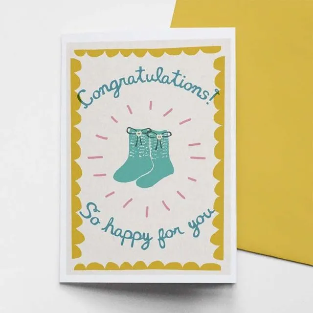 Booties Congratulations baby card