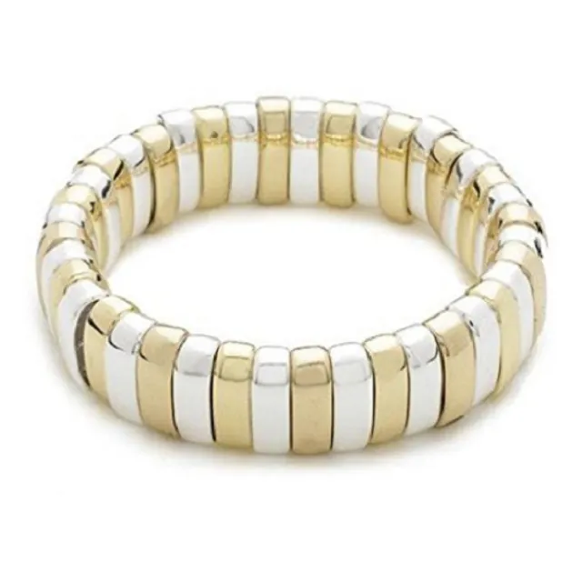 Designer Inspired 'Love' Gold & Sterling Silver Plated Stretch Bracelet