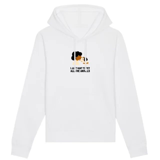 I just want to pet all the animals - Organic Cotton Hoodie - White