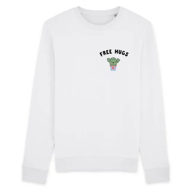 Free Hugs - Organic Cotton Sweatshirt (White)