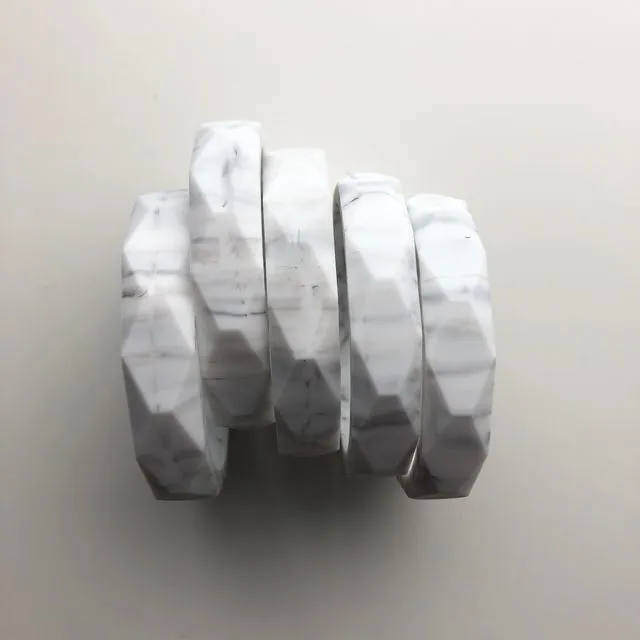 Bundle 5 Teething Bangles marble effect silicone