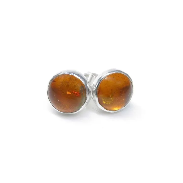 Amber and Sterling Silver Earrings