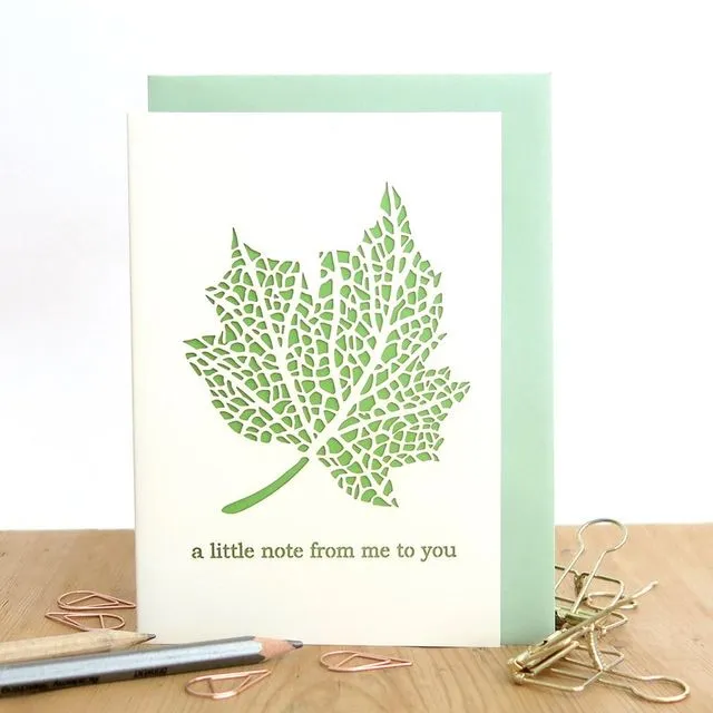A little note leaf card, Thinking of you card