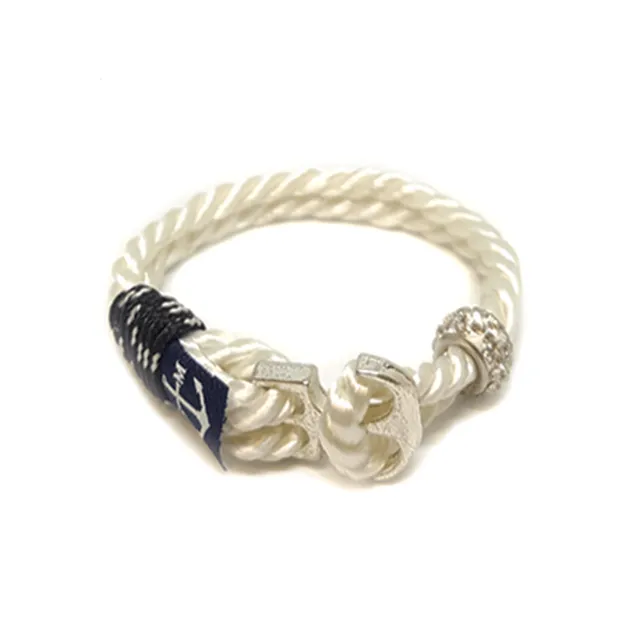 Crystal Beads Anchor Nautical Bracelet - White