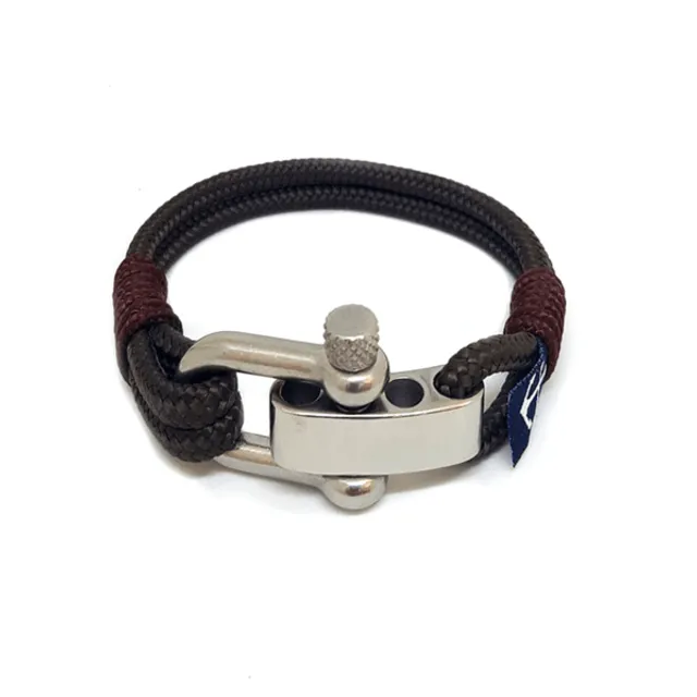Adjustable Shackle Brown Nautical Bracelet - Brown
