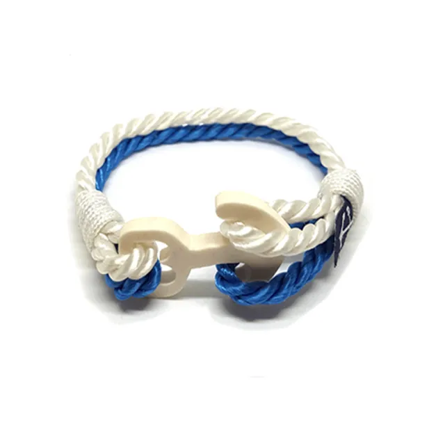 Aqua Nautical Bracelet - Blue/White