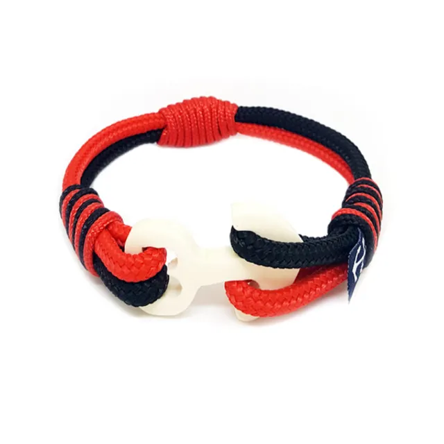 Wood Anchor Black and Red Nautical Bracelet - Red/Black