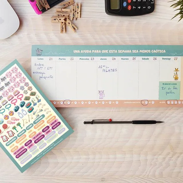 Weekly Planner with Stickers - Instacats