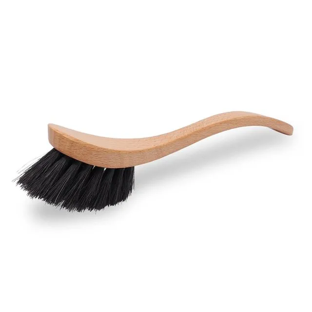 Dish brush, wood, FSC® 100%, curved handle, oiled, trim: black horsehair (Pack of 12)