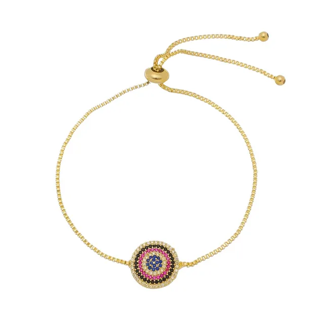 Golden Zirconia Eye Bracelet (Black and White Stone)