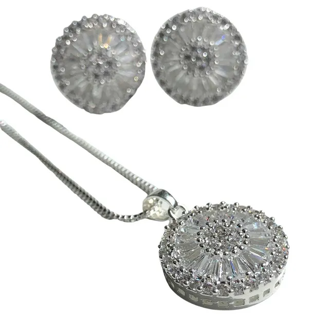 Zirconia Studded Circle Set (Silver)