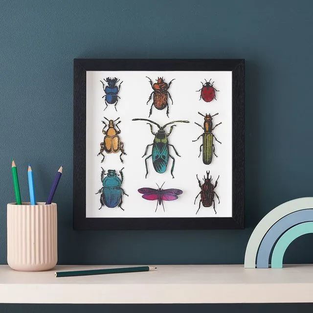 Handpainted Papercut Bugs 3D Wall Art
