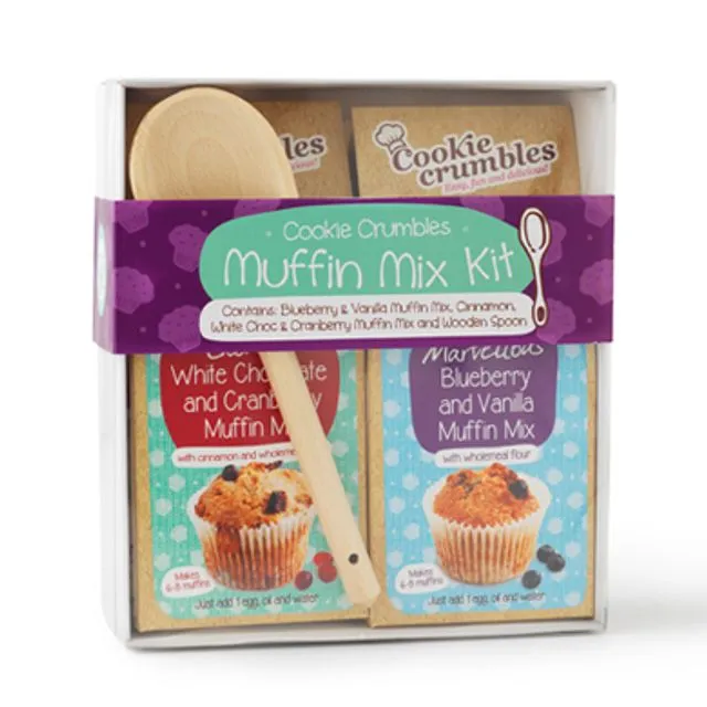 BLUEBERRY MUFFIN AND CRANBERRY WHITE CHOCOLATE MUFFIN IN A GIFT BOX WITH WOODEN SPOON - PACK OF 4