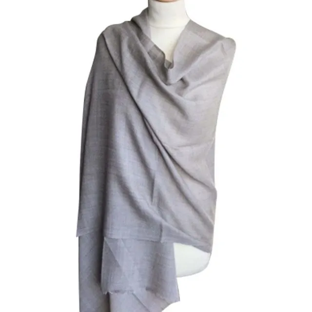 Very Fine Grey Beige Wool Shawl