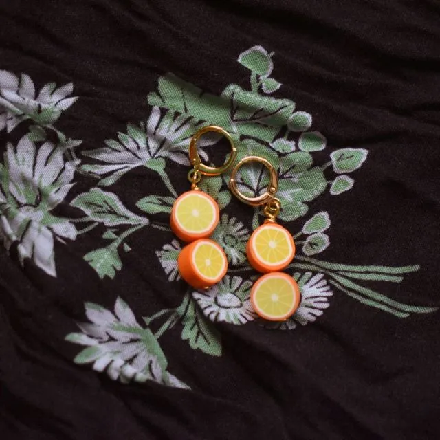 Double grapefruit earrings