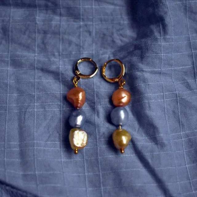 Meta Orange Gold Blue Trio earrings