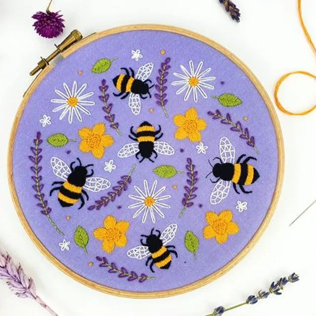 Bees and Lavender Embroidery Craft DIY Kit