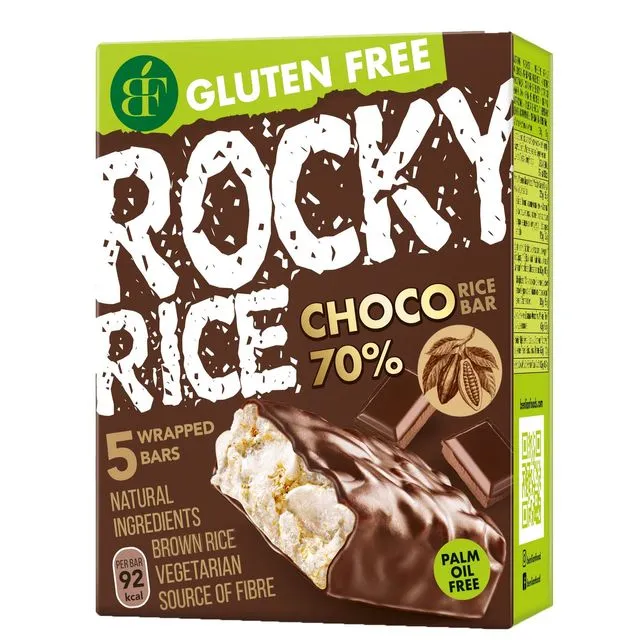Box of 5 Souffle Rice Bars / Rocky Rice Dark Chocolate (Pack of 10)