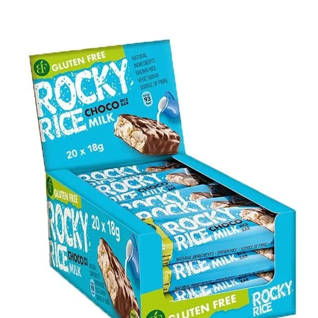 Display Ready For Sale Of 20 Puffed Rice Bars Rocky Rice Milk Chocolate (Pack of 20)