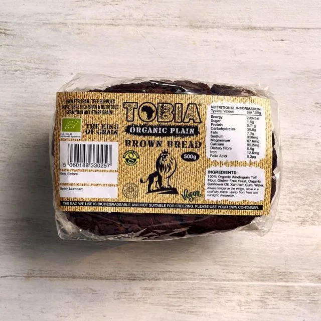 Tobia Organic Plain Brown Teff Bread - 500g