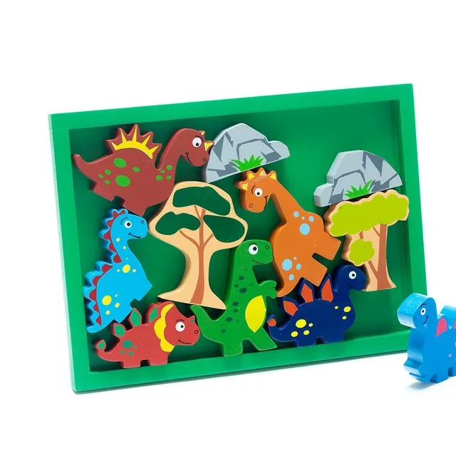 Fair Trade Wooden Dinosaur Toy Play Set