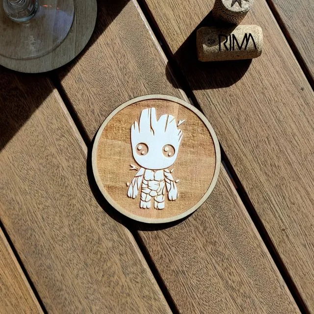 Baby Groot Wood Coaster - Housewarming Gift - Guardians of the Galaxy