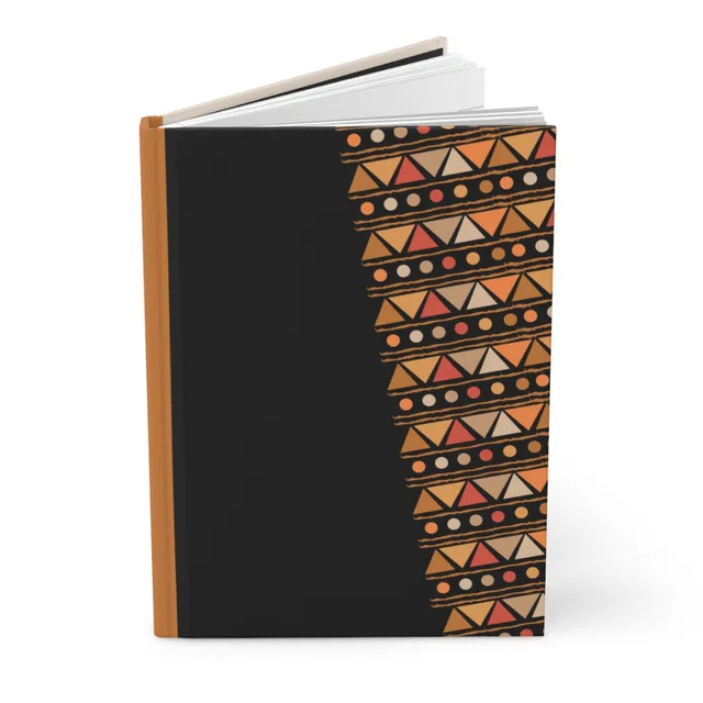 A5 Journal Notebook - Mali Sands, Black | Lined, Hardback Matte, Gift, African Mud Cloth Style