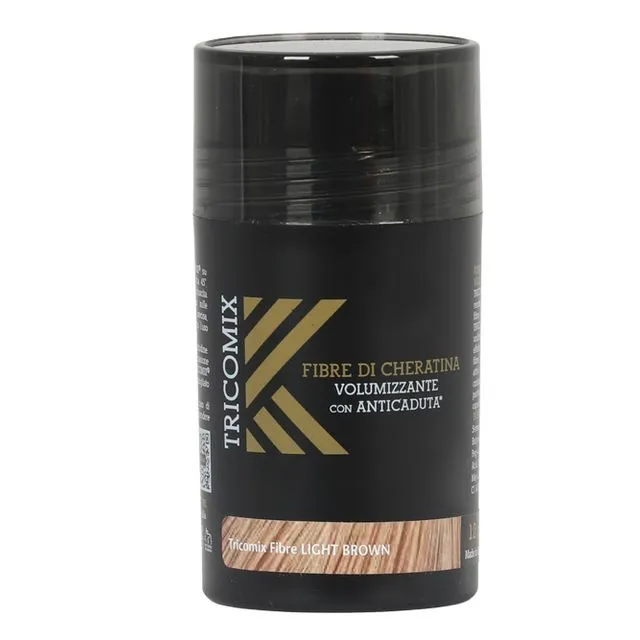 TRICOMIX KERATIN FIBERS WITH HAIR LOSS PREVENTION PRINCIPLES PACKAGE 12 gr light brown,
