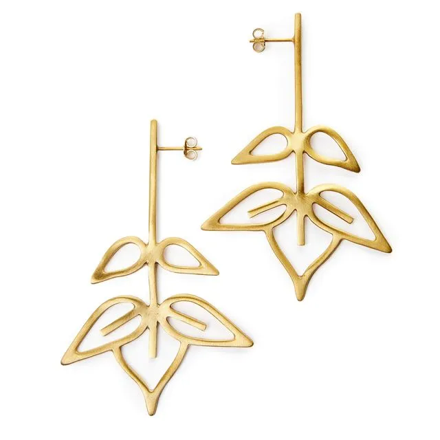 Ash Tree Earrings - Brass 24K Gold Plated