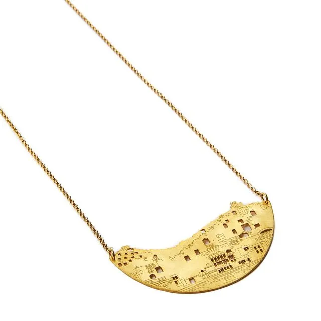 Small Syros Island Chain Necklace - Brass Gold-Plated