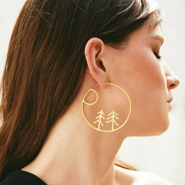 Winter Hoop Earrings - Gold-Plated Brass