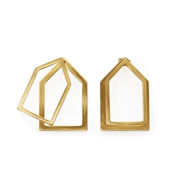 Home Ear Jacket Earrings - Brass 24K Gold-Plated