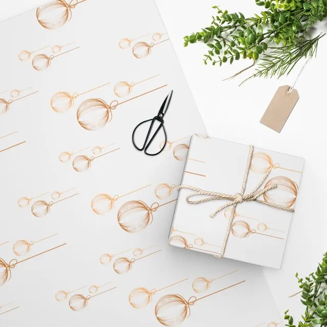 Luxury Gift Wrap - Copper Baubles | Christmas, Wrapping Paper
