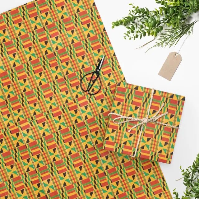 Luxury Gift Wrap - Kente Green - Wrapping Paper | Christmas, Birthday, Mothers, Fathers Day, Craft, Scrapbook, Journal, African, Ghana Print