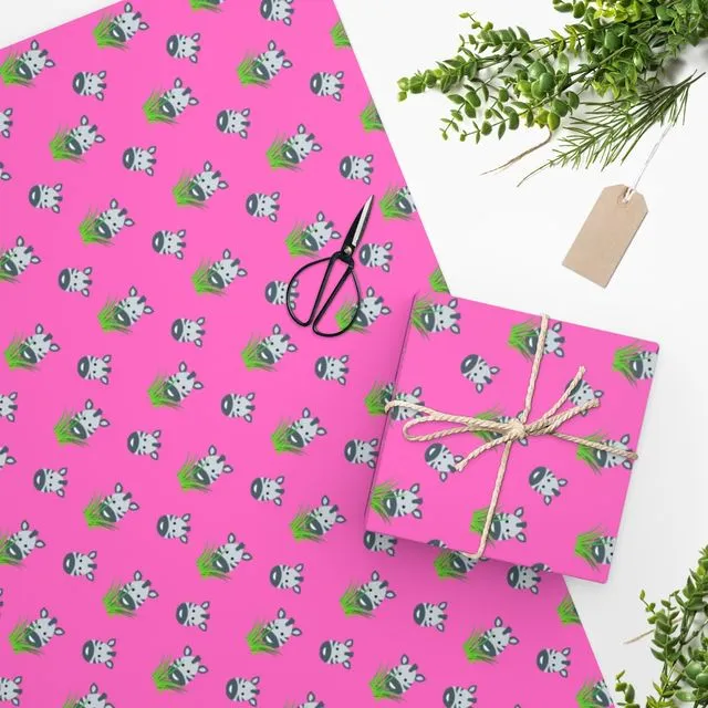 Luxury Gift Wrap - Zebra, Pink - Wrapping Paper | Christmas, Birthday, Kids, Children