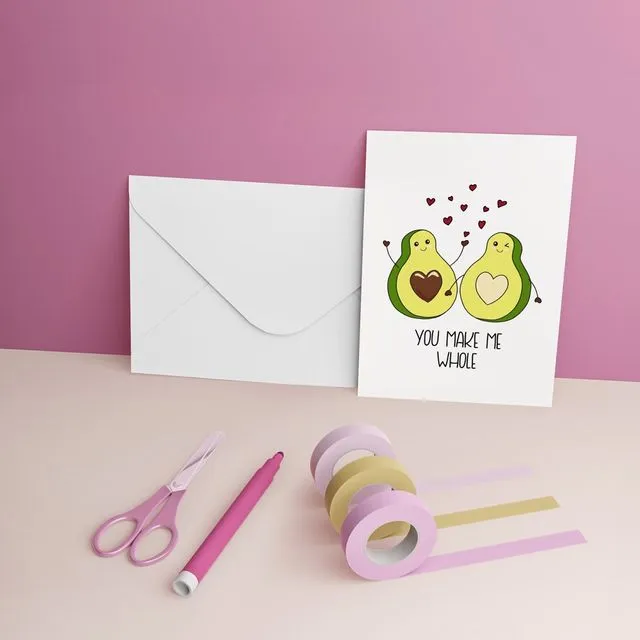 Cute Avocado Valentines Day Card (Pack of 15)