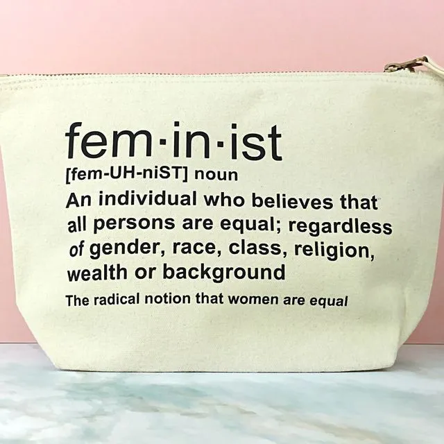 Feminist Quote Canvas Makeup Bag - Black (Pack of 10)