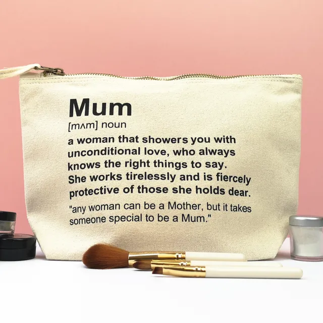 Mum, Personalised Pouch, Mothers Day Gift, Custom Quote, Makeup Bag, Wash Bag - Natural (Pack of 10)