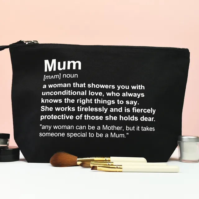 Mum, Personalised Pouch, Mothers Day Gift, Custom Quote, Makeup Bag, Wash Bag - Black (Pack of 10)