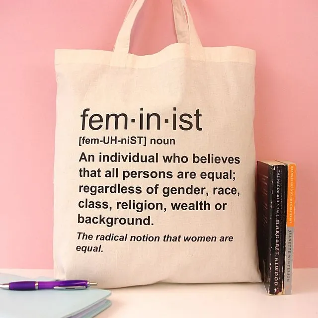 Feminist Quote Tote Bag - Black (Pack of 10)