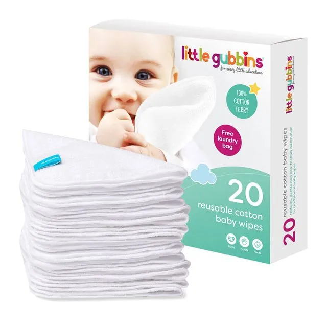 Cotton Terry Wipes - Pack of 20