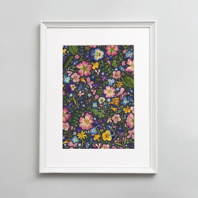 Pressed Flower Botanical Print | A3/A4/10x8" | Wildflowers on Ink