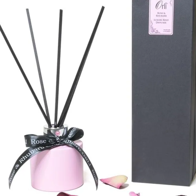 Luxury Reed Diffuser in Rose & Rhubarb with Gift Box & Ribbon - 200ml
