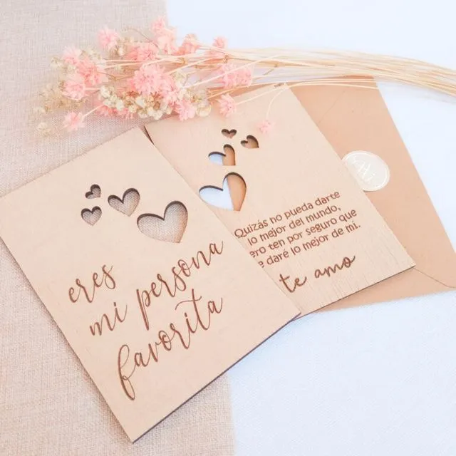 Wooden Card "My Favorite Person", Anniversary Or Valentine's Gift Idea