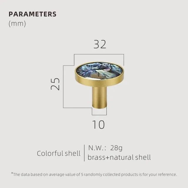 TESTA Solid Brass Acrylic & Shell Knobs / Pulls (Colourful Shell) - Medium