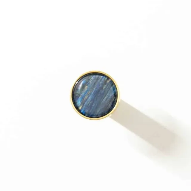 MARMOR Solid Brass & Marble Door Knobs (Dark Blue Watercolour) - Small